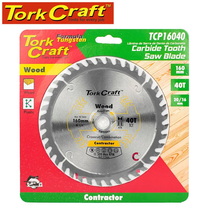 Tork Craft Blade Contractor 160 X 40T 20/16  Circular Saw Tct