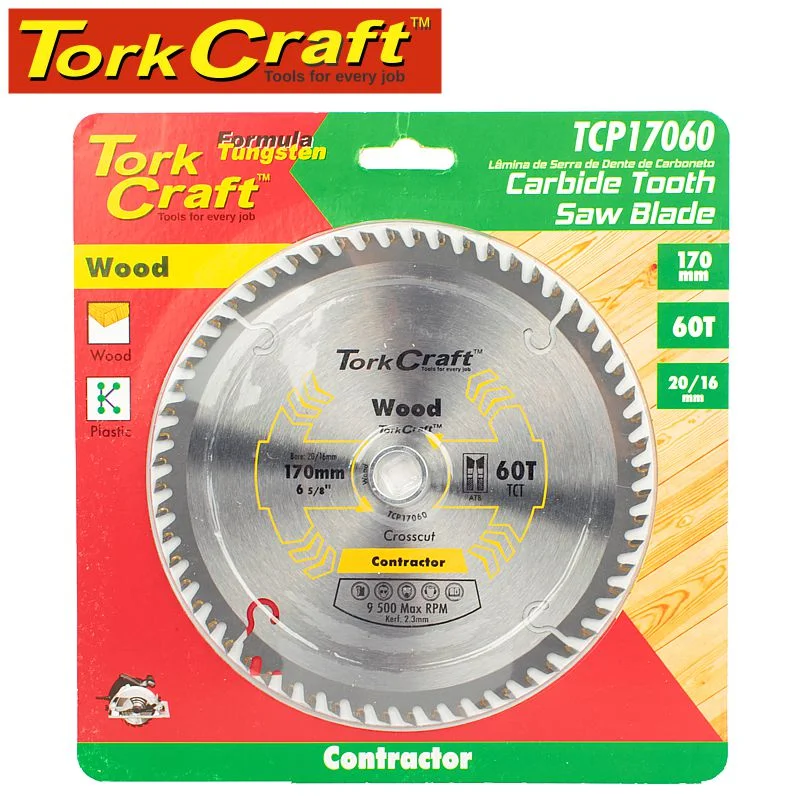 Tork Craft Blade Contractor 170X60T 20/16 Circular Saw Tct