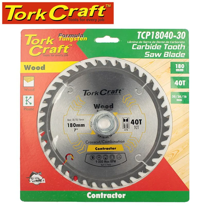 Tork Craft Blade Contractor 180 X 40T 30/20/16 Circular Saw Tct