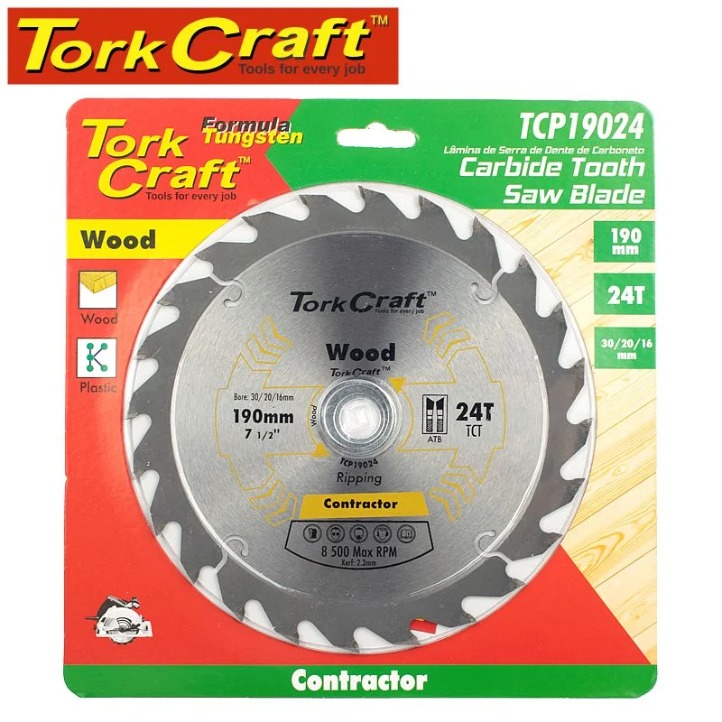 Tork Craft Blade Contractor 190 X 24T 30/20/16 Circular Saw Tct