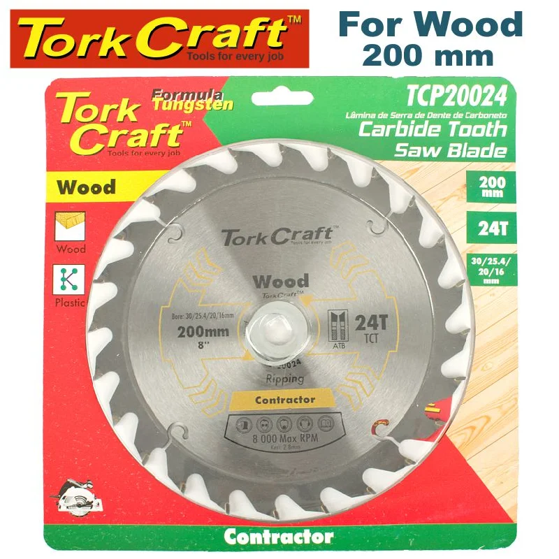 Tork Craft Blade Contractor 200 X 24T 30/1/20/16 Circular Saw Tct