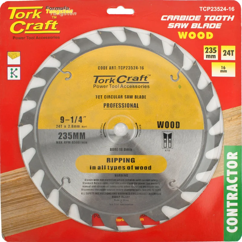 Tork Craft Blade Contractor 235 X 24T 16Mm Circular Saw Tct