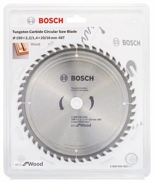 Bosch Circular Saw Blade Eco for wood 190mm 48T 2608644402