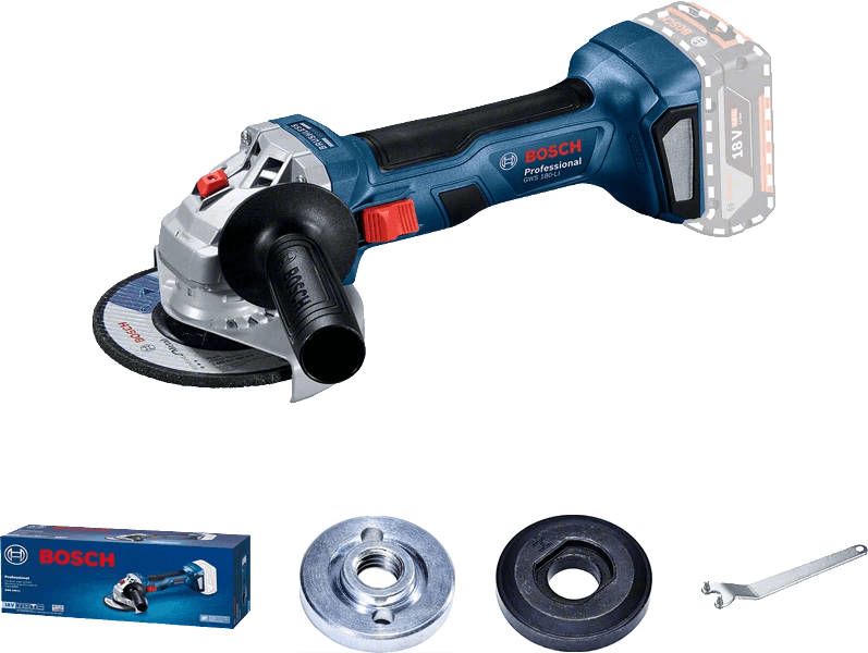 BOSCH GWS 180-LI PROFESSIONAL CORDLESS ANGLE GRINDER - SOLO (NO BATTERY & CHARGER INCLUDED)