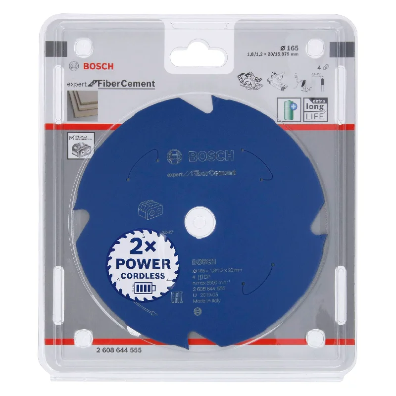 Bosch Expert Circular Saw Blade for Fiber Cement, 165 x 20 x 1,8/1,2 mm, 4 2608644555