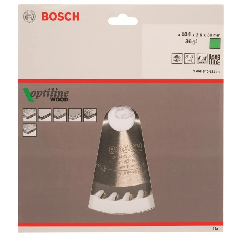 Bosch Circular Saw Blade Optiline Wood 184 x 30 x 2,6 mm, 36 2608640611