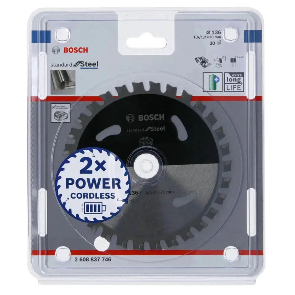 Bosch Standard Circular Saw Blade for Steel 136x1.6/1.2x20 T30 2608837746