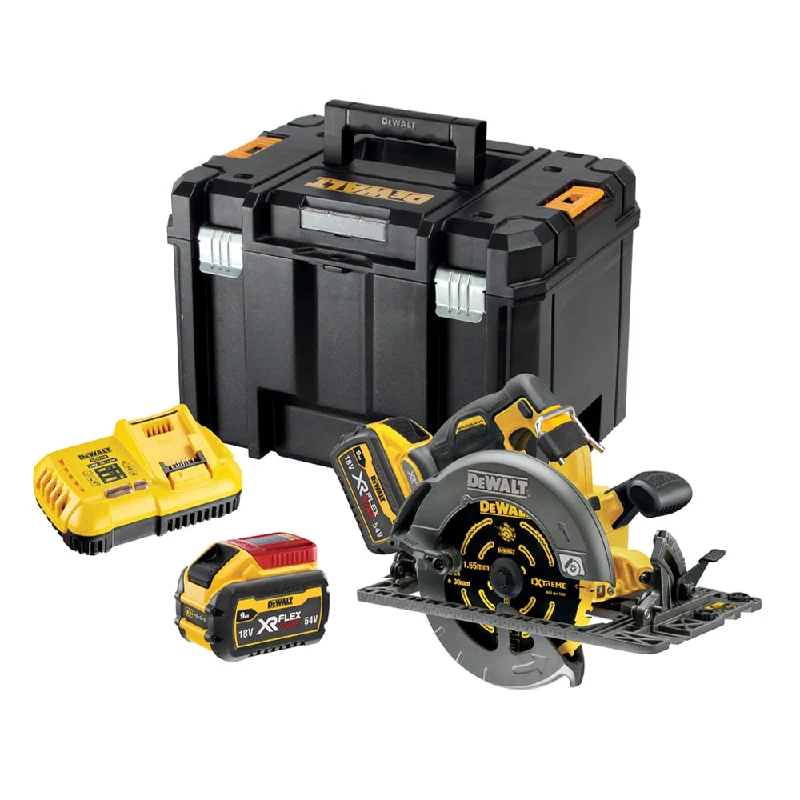 Dewalt DCS579X2 54V Flexvolt Brushless 190mm Circular Saw with 2 x 9.0Ah Battery Charger & Case