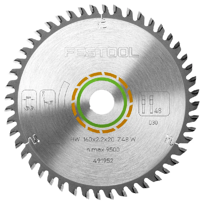 Festool 160mm x 20mm x 48T Fine Tooth Saw Blade For TS 55 and TSC 55 Circular Saws - 491952