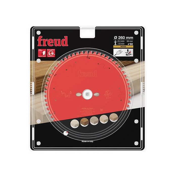 Freud TCT Circular Saw Blade 260MM X 2.4 X 30MM X 60T FR26W001M