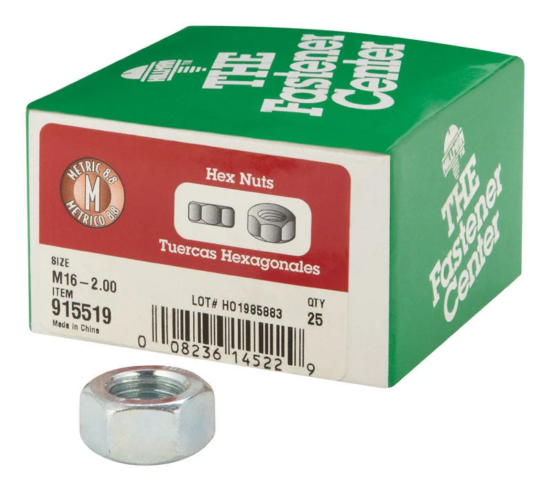 Hillman M16-2.00 mm Zinc-Plated Steel Metric Hex Nut 25 pk