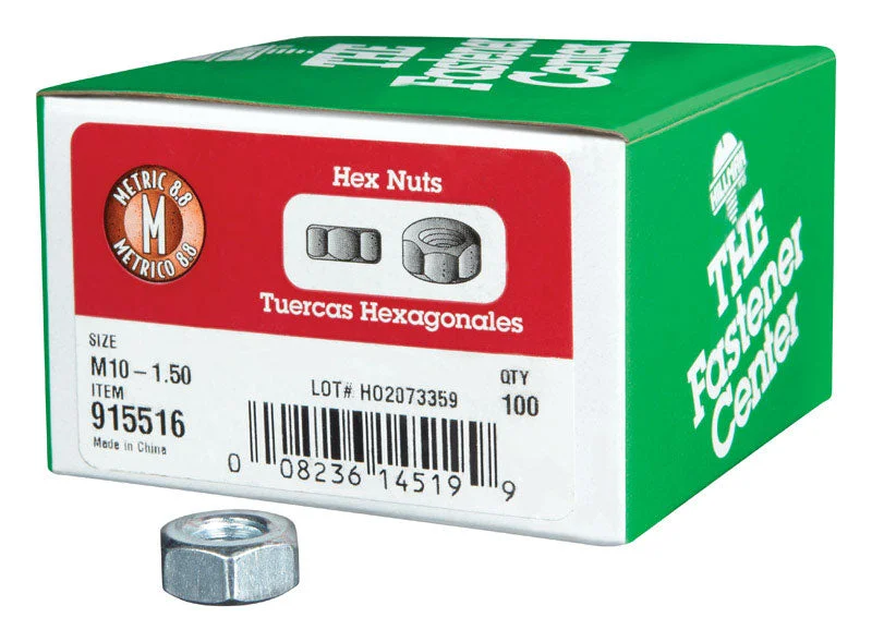 Hillman M10-1.50 mm Zinc-Plated Steel Metric Hex Nut 100 pk