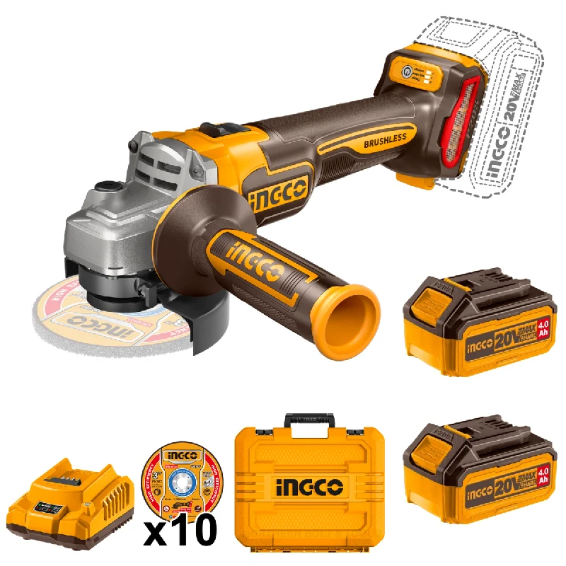 Ingco Cordless Angle Grinder 115mm Brushless 20V Kit