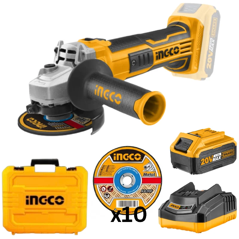 Ingco Cordless Angle Grinder 20V 115Mm With Carry Case Kit