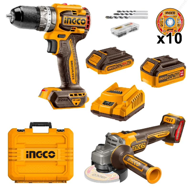 Special - Ingco Cordless Angle Grinder & Drill 20V Combo kit