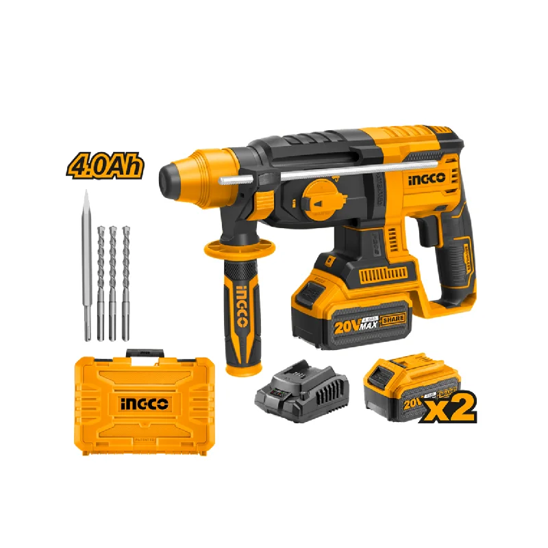 Ingco Cordless Rotary Hammer Drill Kit With 2 X 4Ah Batteries And Charger