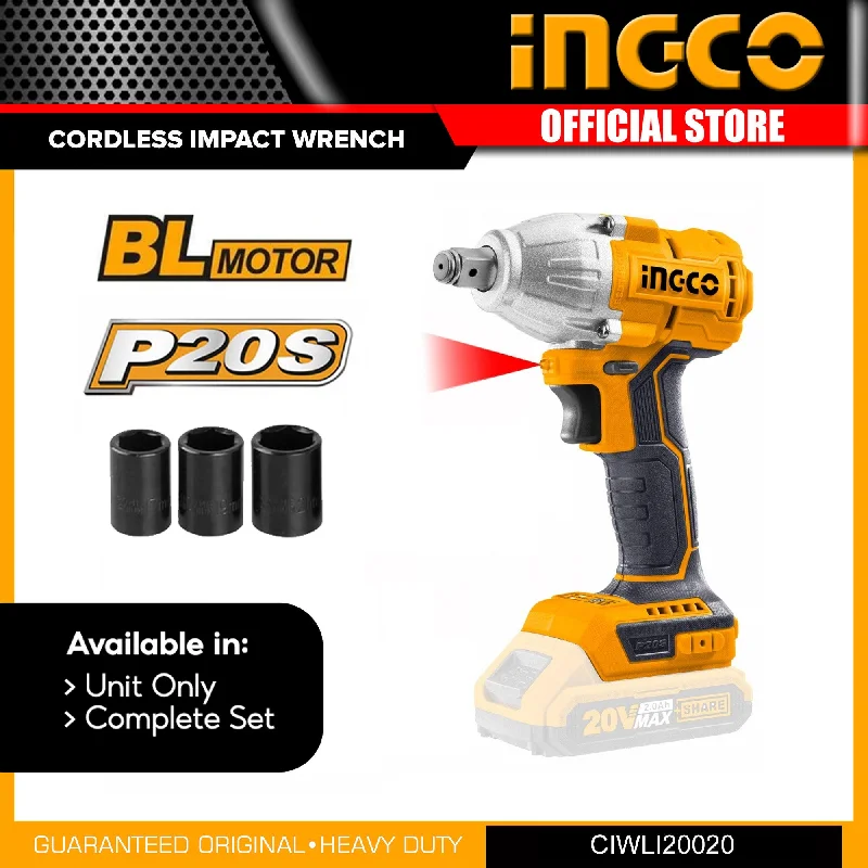 Ingco Lithium-Ion impact wrench 20V Brushless motor without battery and charger CIWLI20020