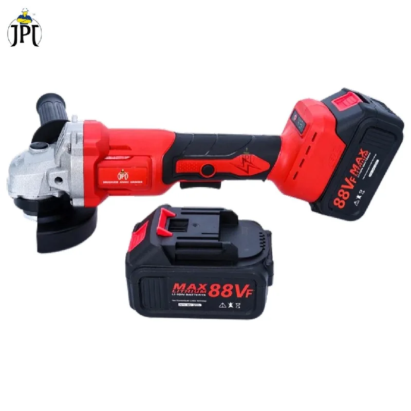 JPT 21-volt Powerful Brushless Cordless Angle Grinder | 10400 RPM Speed | Smart Variable Speed Control Panel | 4000mAh Battery | Fast Charger | Auxiliary Handle + Key Included