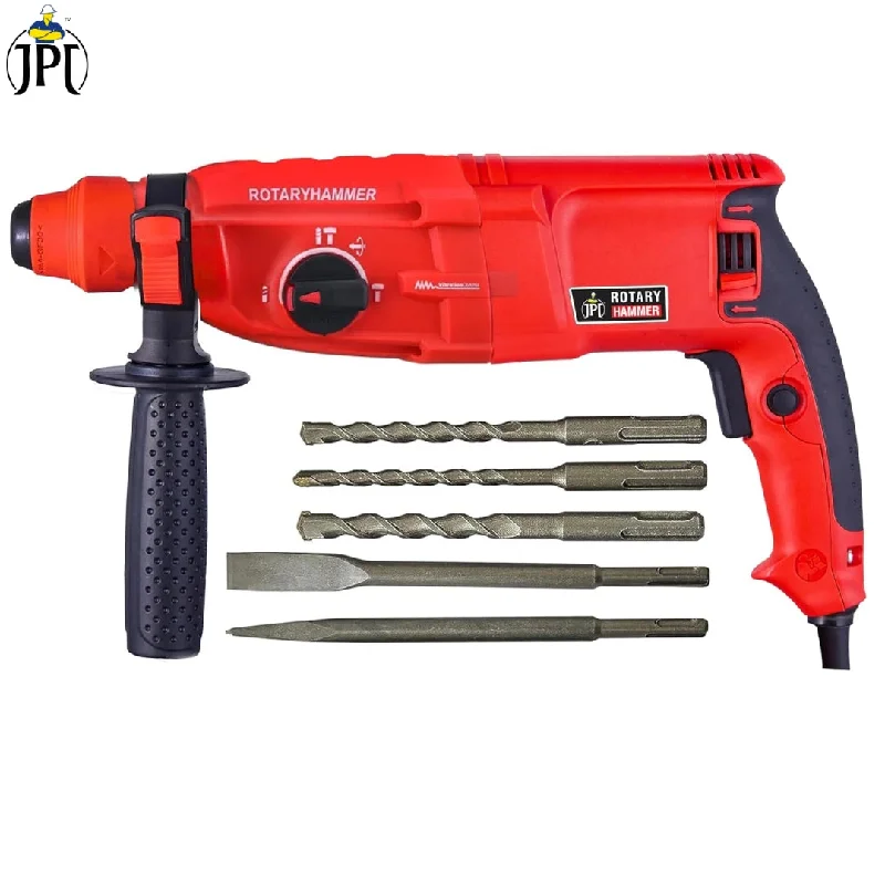 JPT SDS-Plus 26MM Core Rotary Hammer Drill Machine With Chiseling Function | 800-Watt Motor | 1100 RPM Speed | 4 Functions Mode | Depth Gauge | Auxiliary Handle