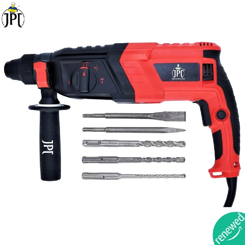 JPT-26H SDS-Plus 26mm Pro Heavy Duty Rotary Hammer | 1050-Watt Motor | 1200 RPM Speed | 3.0 Joules Impact | 4900 BPM Force | 3 Function Modes | Forward & Reverse | Accessories Included ( RENEWED )