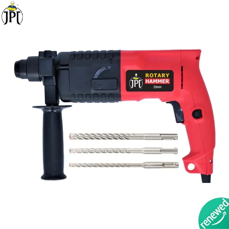 JPT SDS-Plus 20MM Corded Electric Rotary Hammer Drill Machine | 700W | 1400 RPM | 2.4 Joules | 5100 BPM | 2 Functions | 3 Drill Bits | Depth Gauge | Auxiliary Handle ( RENEWED )