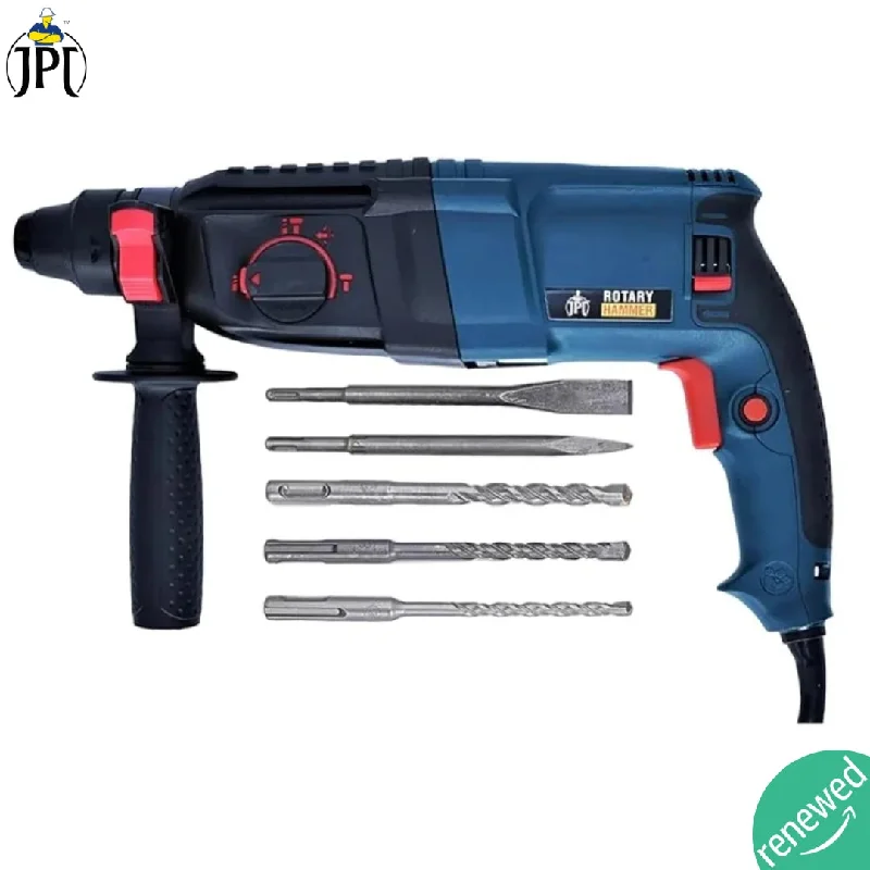 JPT SDS-Plus 26MM Core Rotary Hammer Drill Machine With Chiseling Function | 800-Watt Motor | 1100 RPM Speed | 4 Functions Mode | Depth Gauge | Auxiliary Handle ( RENEWED )