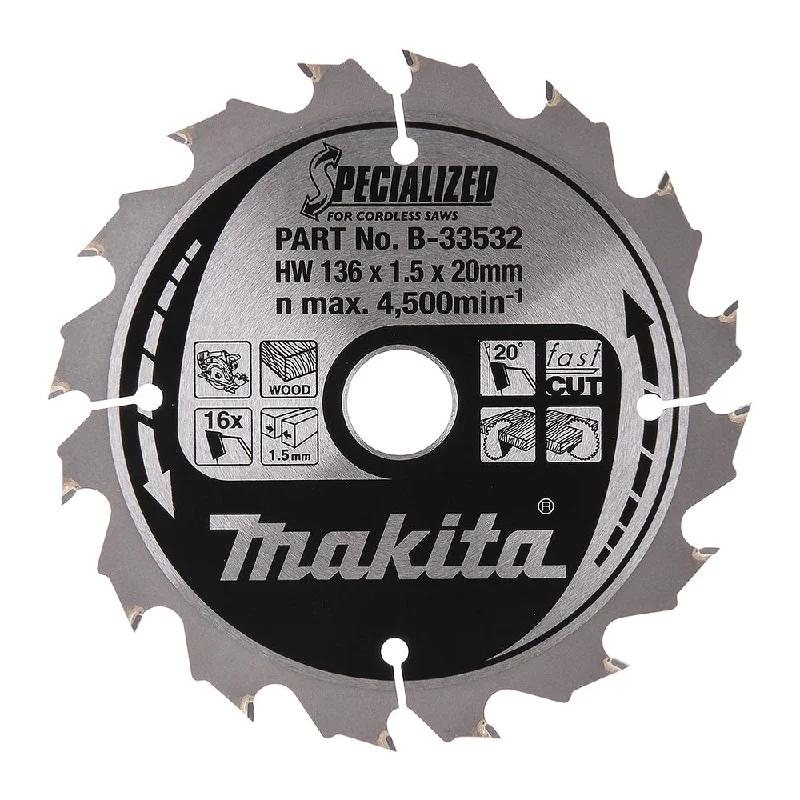 Makita 136mm 16T Wood Specialized Circular Saw Blade B-33532