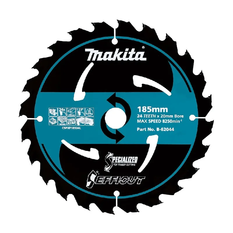 Makita B-62044 185mm (7") 24T Efficut TCT Wood Circular Saw Blade