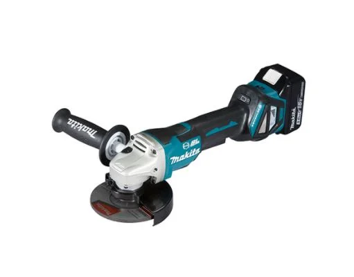 Makita 18V 5" DGA517RTE Cordless Angle Grinder + (Rapid Charger (DC18RC), 2X18V-5.0Ah Batteries (BL1850B)) With Paddle Dead Man Switch | Model : M-DGA517RTE