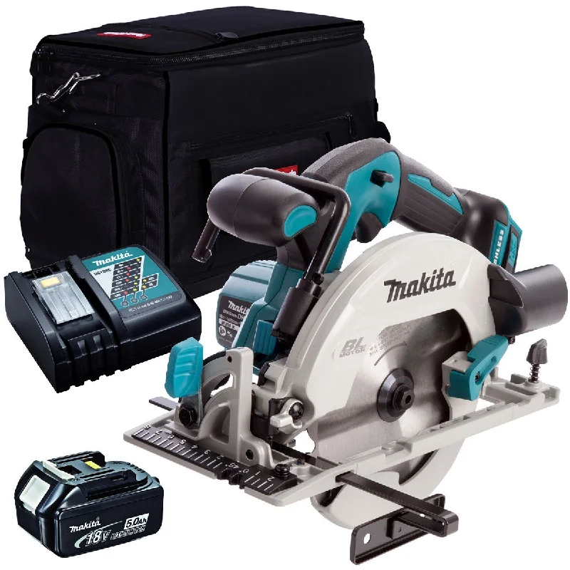 Makita DHS680Z 18V Brushless 165mm Circular Saw with 1 x 5.0Ah Battery Charger & Tool Bag