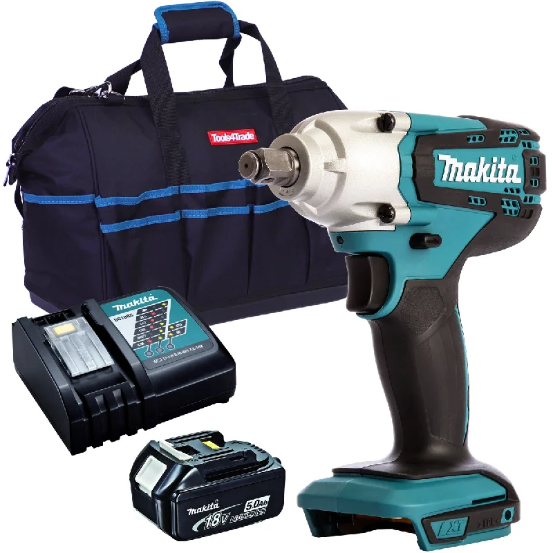 Makita DTW190Z 18V 1/2" Square Impact Wrench with 1 x 5.0Ah Battery Charger & Bag