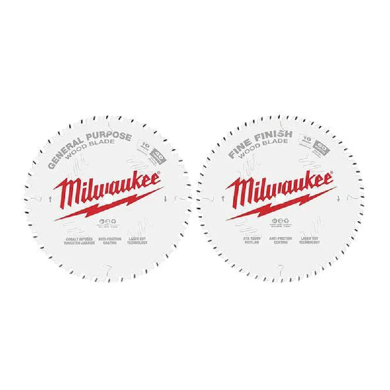 Milwaukee 48408036 2 Pack 254mm (10") 40T & 60T General Purpose Wood Circular Saw Blade Set