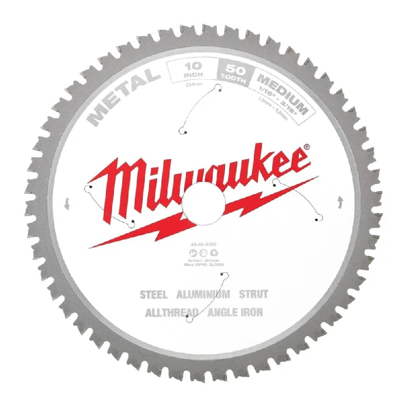 Milwaukee 48408260 254mm (10") 50T Medium Metal Circular Saw Blade