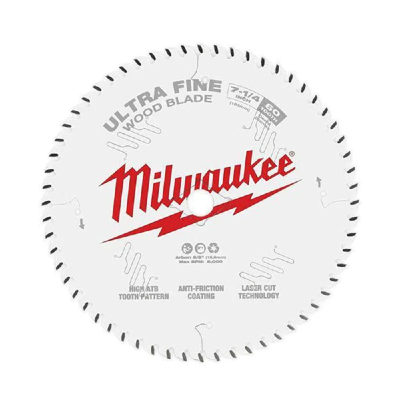 Milwaukee 48408730 184mm (7-1/4") 60T Ultra Finish Wood Circular Saw Blade