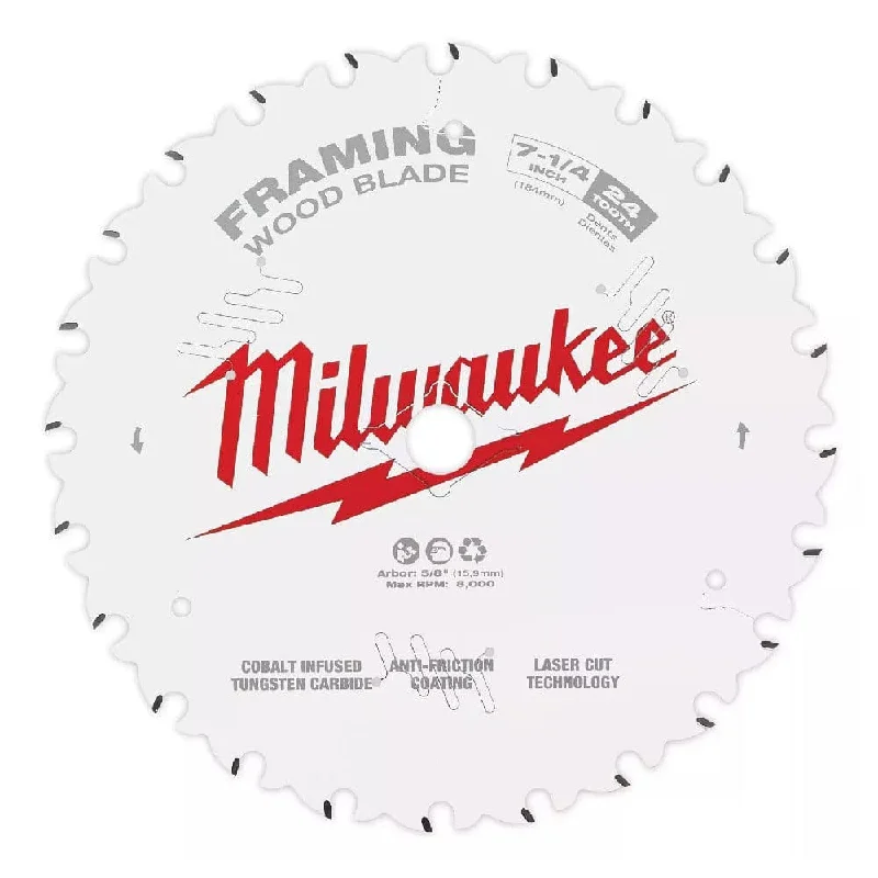 Milwaukee 48418720 184mm (7-1/4") 24T Framing Wood Circular Saw Blade