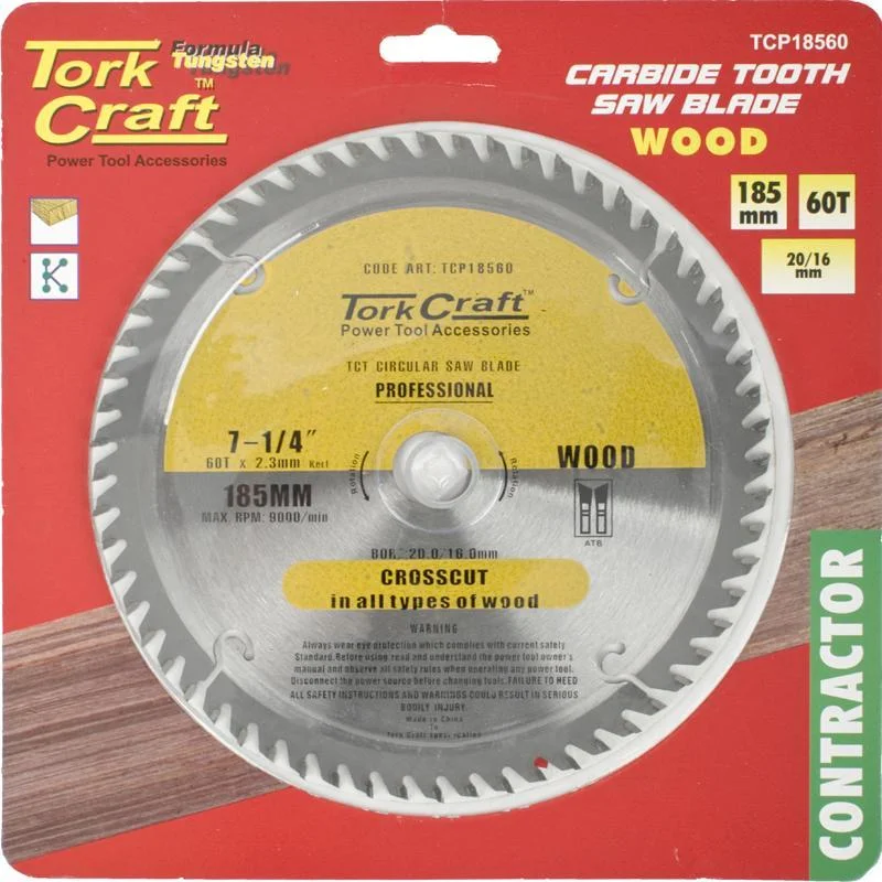 Tork Craft Circular Saw Blade Contractor 185X60T 20/16 TCP18560