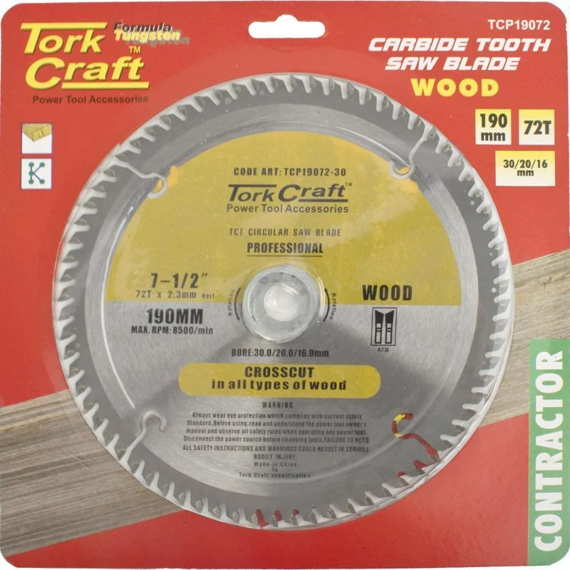 Tork Craft Circular Saw Blade Contractor 190 X 72T 30/20 TCP19072