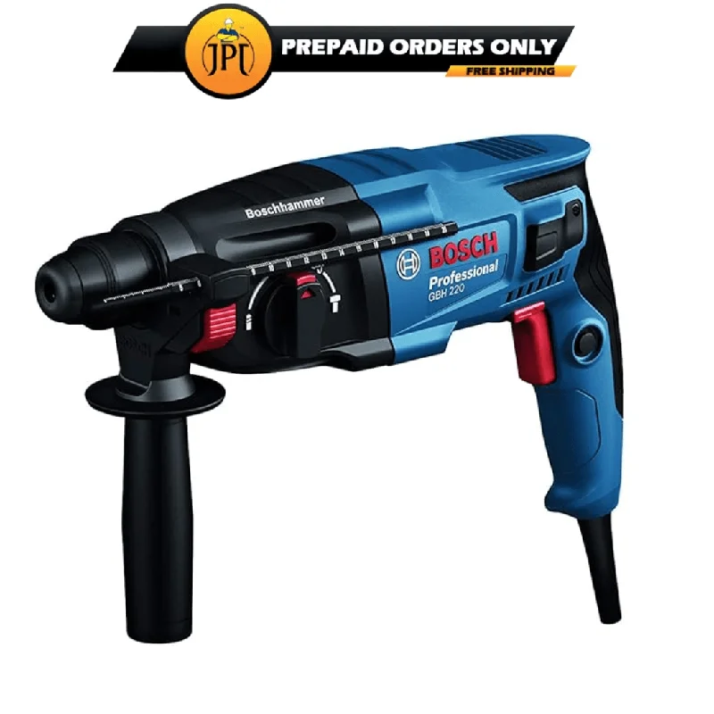 Bosch GBH 220 Professional Electric Rotary Hammer Drill Machine with SDS Plus | 720 W Power | 2 J Impact | 1550 RPM Speed | 3 Modes Setting | 1 Year Warranty | For Concrete, Metal and Wood