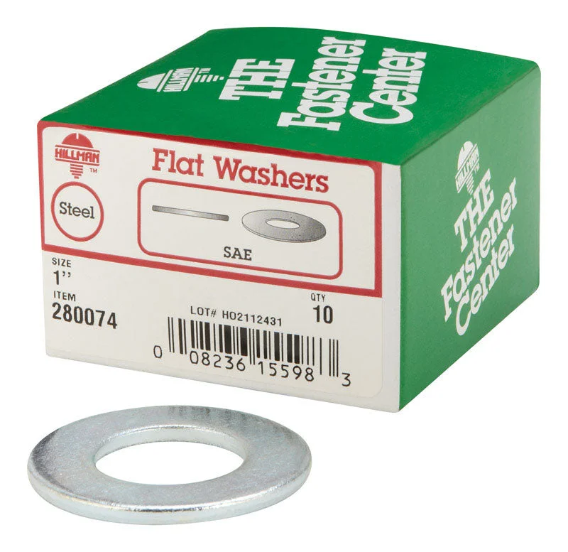 HILLMAN Zinc-Plated Steel 1 in. SAE Flat Washer 10 pk